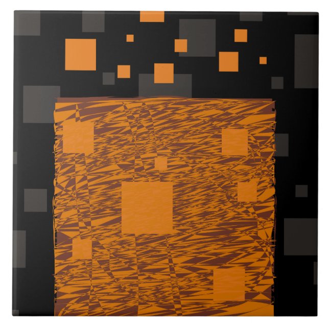 Orange alert float abstract Halloween black box Ceramic Tile (Front)