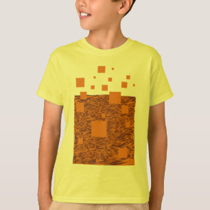 Orange Alert Squares Pattern Brown Float Mesh T-Shirt