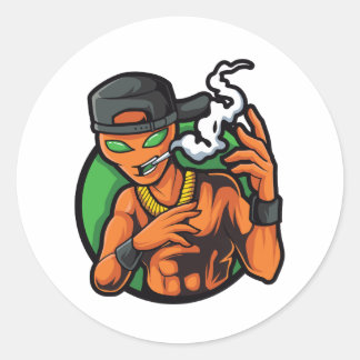 orange alien classic round sticker
