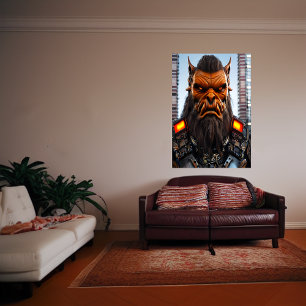 Orange alien in the city   AI Art  Poster