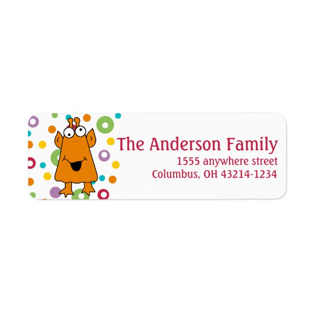 Orange Alien Return Address Labels d1 (Front)