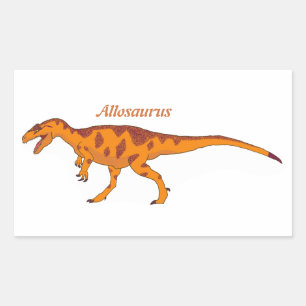 Orange Allosaurus Left Rectangular Sticker