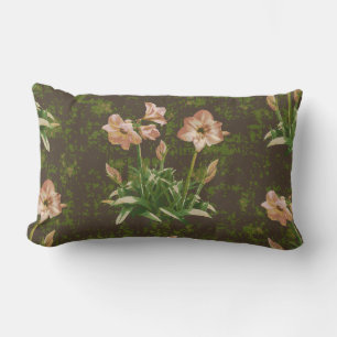 Orange Amaryllis Floral Throw Pillow