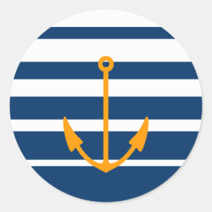 Orange anchor stickers with blue and white stripes