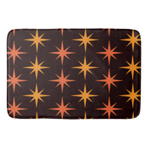 Orange and Amber Starburst Mid Century Modern   Bath Mat
