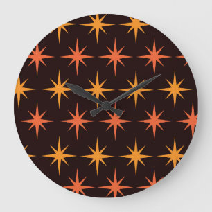 Orange and Amber Starburst Mid Century Modern  Large Clock