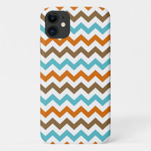 Orange and Aqua Chevrons Pattern iPhone 11 Case