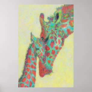 orange and aqua giraffes poster