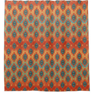 Orange and Aqua Ombre, Southwestern Shower Curtain