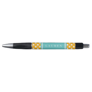Orange and Aqua Polka Dots Pattern