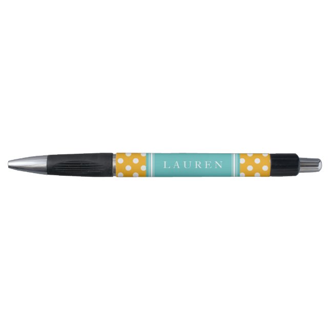 Orange and Aqua Polka Dots Pattern (Front)