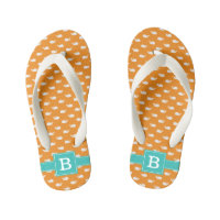 Orange and Aqua Whales Square Monogram
