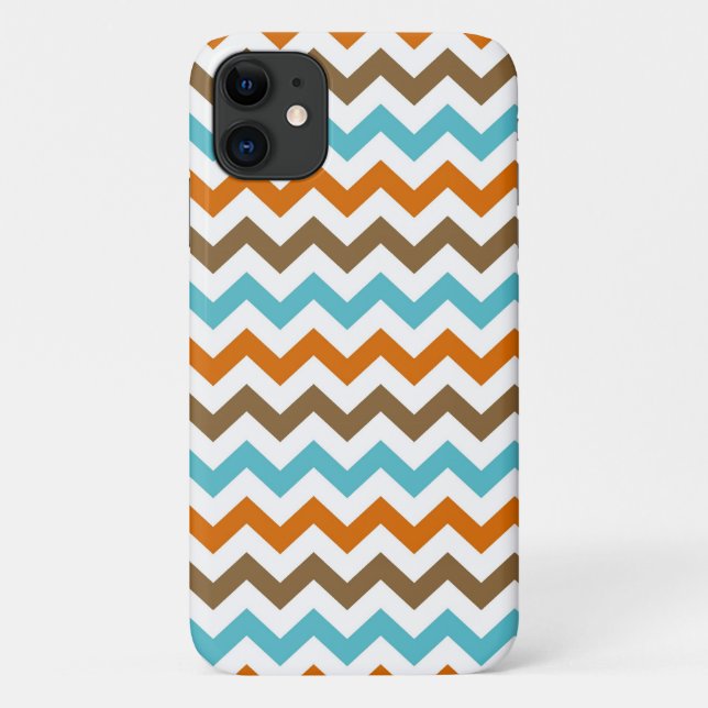 Orange and Aqua Zig Zag Chevrons Pattern Case-Mate iPhone Case (Back)