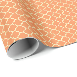 Orange And Beige Quatrefoil Pattern Wrapping Paper