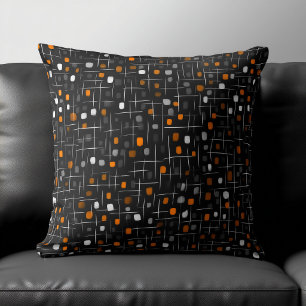 Orange and Black Abstract Pattern Cushion