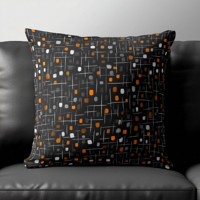 Orange and Black Abstract Pattern Cushion (Creator Uploaded)