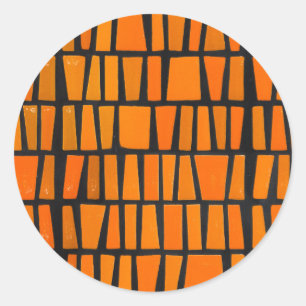 Orange and black african tribal pattern classic round sticker