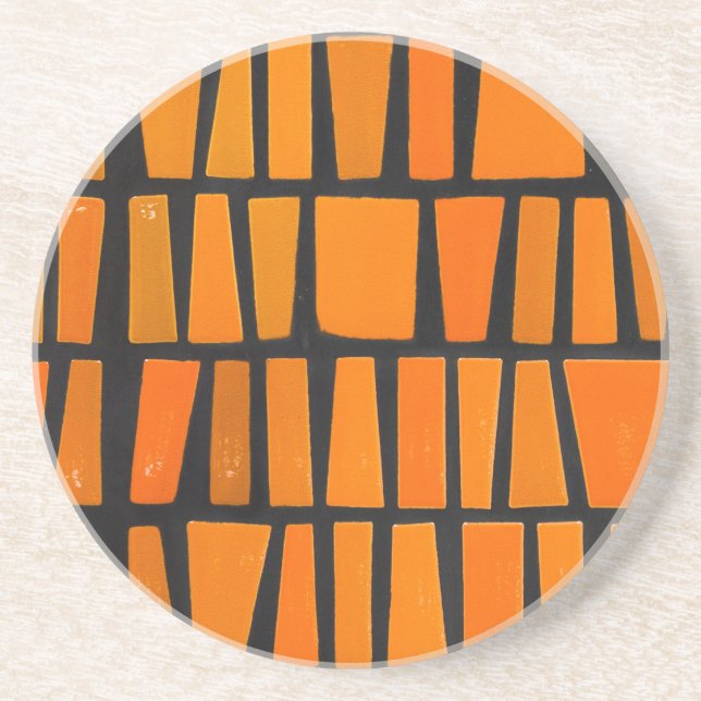 Orange and black african tribal pattern coaster (Front)