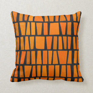 Orange and black african tribal pattern cushion