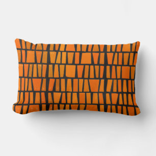 Orange and black african tribal pattern lumbar cushion