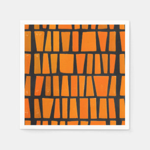Orange and black african tribal pattern napkin