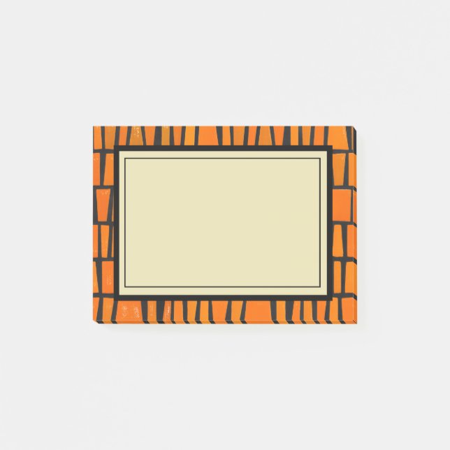 Orange and black african tribal pattern post-it notes (Front)