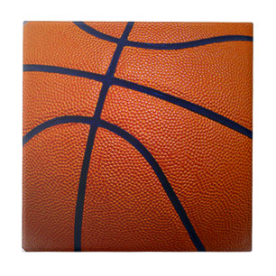 Orange and Black Basketball Ceramic Tile
