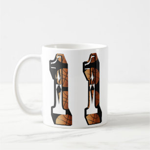 Orange And Black Basketball Number 11, Coffee Mug