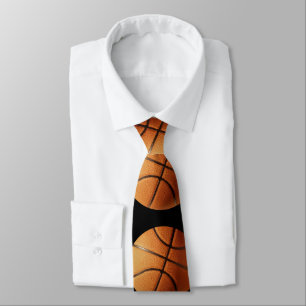 Orange And Black Basketball Pattern, Tie