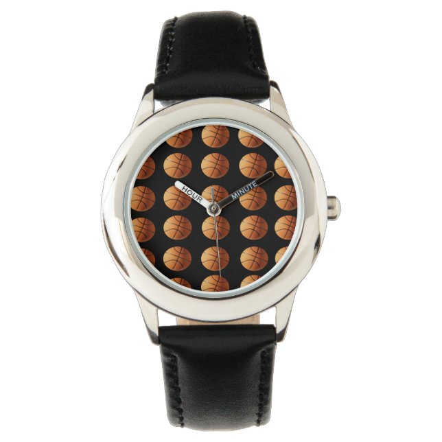 Orange And Black Basketball Pattern, Watch (Front)