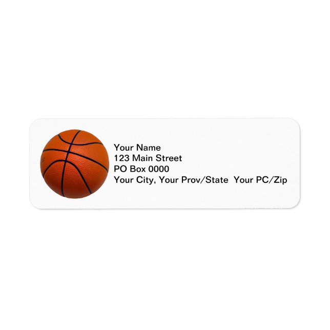 Orange and Black Basketball Return Address Label (Front)
