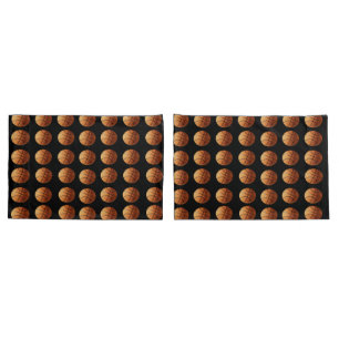 Orange And Black Basketballs Pattern, Pillowcase