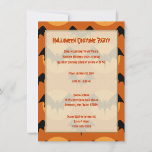 Orange and Black Bats Halloween Invitation