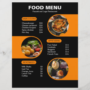 Orange and Black Bold Geometric Restaurant Menu