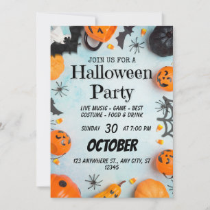 Orange and Black Bold Halloween Party Invitation