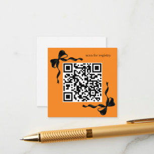Orange and Black Bows Registry QR code  Enclosure Card