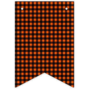Orange and black buffalo plaid bunting