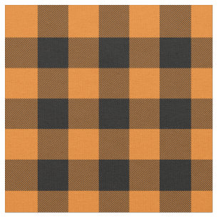 Orange and Black Buffalo Plaid Fabric