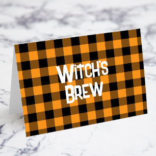 Orange and Black Buffalo Plaid Halloween Food Card