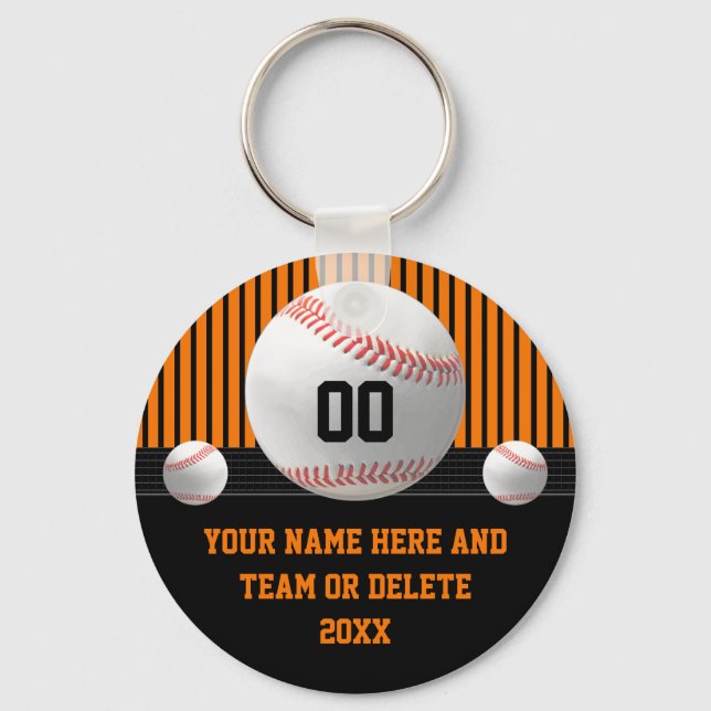 Orange and Black, Cheap Baseball Team Gifts Key Ring (Front)