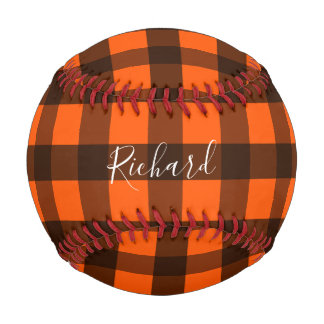 Orange and Black Checker Baseball