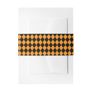 orange and black chequered halloween invitation belly band