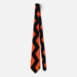 Orange and Black Chevron Tie