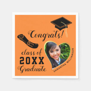 Orange and Black Class of 2025 Graduate Graduation Napkin