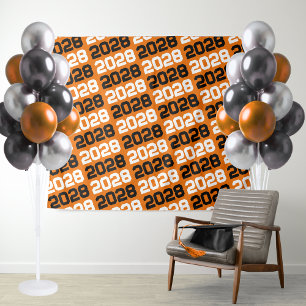 Orange and Black Class Year Graduation Backdrop Tapestry
