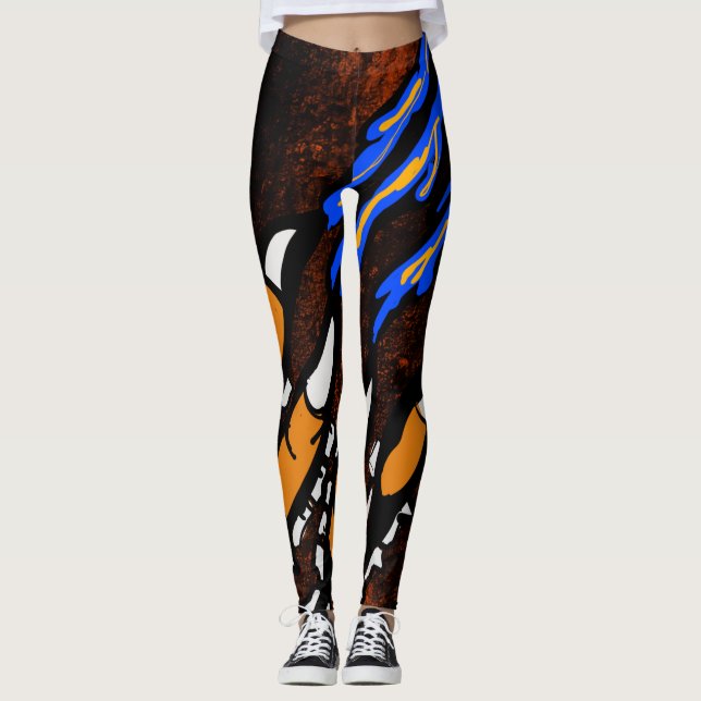 ORANGE AND BLACK CLAWS LEGGINGS (Front)