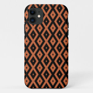 Orange and black diamond pattern iPhone 11 case
