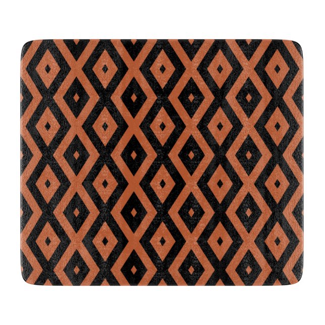 Orange and black diamond pattern cutting board (Front)