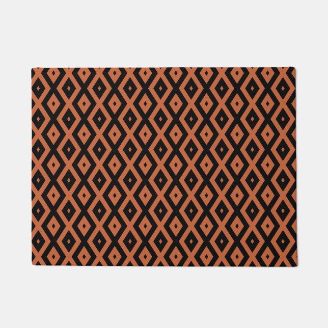 Orange and black diamond pattern doormat (Front)