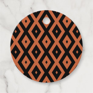 Orange and black diamond pattern favour tags